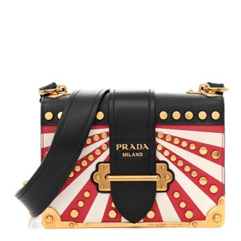 PRADA City Calf Saffiano Studded Cahier Bag Blue Fuoco 